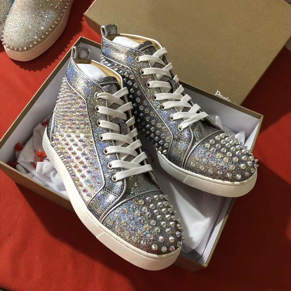box mens glitter leather sneaker with red bottom skateboard fashion studs walking luxury designer women casual shoes, Black
box mens glitter leather sneaker with red bottom skateboard fashion studs walking luxury designer women casual shoes, Black