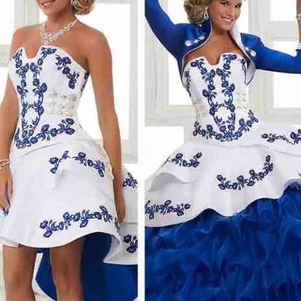 2020 two pieces white and blue quinceanera dresses ball gown ruffles with embroidery sweet 16 dress vestidos de 15 anos prom party gowns, Blue;red
2020 two pieces white and blue quinceanera dresses ball gown ruffles with embroidery sweet 16 dress vestidos de 15 anos prom party gowns, Blue;red