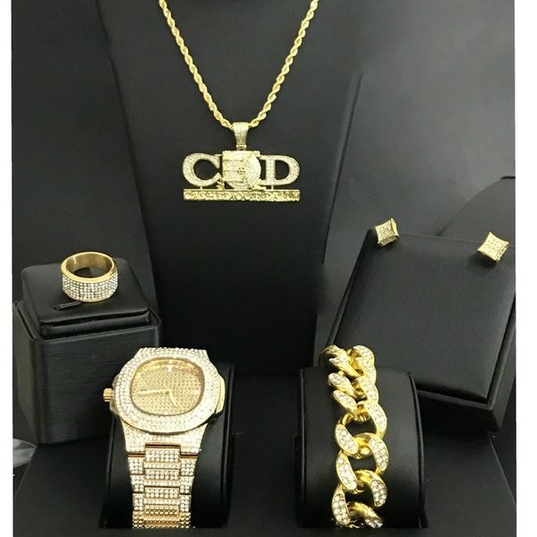 diamond men watch iced out cuban hip hop watch &necklace & bracelet &earrings &ring combo set cashed out dayly pendant jewelry, Slivery;brown
diamond men watch iced out cuban hip hop watch &necklace & bracelet &earrings &ring combo set cashed out dayly pendant jewelry, Slivery;brown