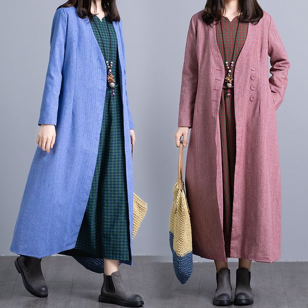 2018 autumn winter vintage cotton linen cardigan long coat ladies casual pockets dress plus size trench coat for women, Tan;black
2018 autumn winter vintage cotton linen cardigan long coat ladies casual pockets dress plus size trench coat for women, Tan;black
