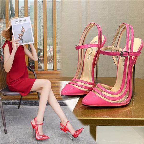 16cm silver patent leather pointed toe single shoes ultra high metal with dj bar lead dance thin soles women's shoes, Black
16cm silver patent leather pointed toe single shoes ultra high metal with dj bar lead dance thin soles women's shoes, Black