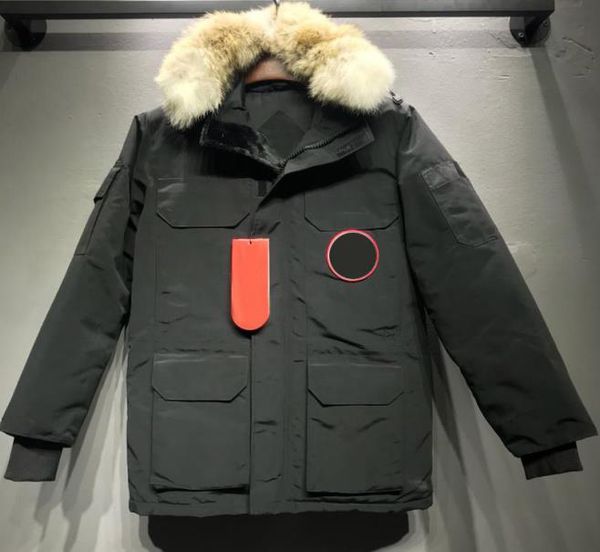 mens designer jacket canada goosedown luxury high end wolf fur collar parker fashion embroidered logo shoulder pocket design winter coats, Black
mens designer jacket canada goosedown luxury high end wolf fur collar parker fashion embroidered logo shoulder pocket design winter coats, Black