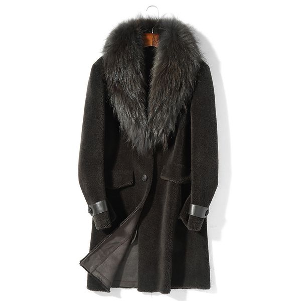 real sheep shearling fur coat men's winter jacket 100% wool fur coats raccoon collar leather jackets chaqueta hombre my1809, Black
real sheep shearling fur coat men's winter jacket 100% wool fur coats raccoon collar leather jackets chaqueta hombre my1809, Black