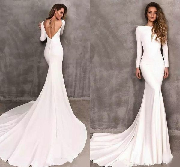 mermaid wedding dresses long sleeve elegant boho satin bride dress wedding gowns 2020 vestido de noiva, White
mermaid wedding dresses long sleeve elegant boho satin bride dress wedding gowns 2020 vestido de noiva, White
