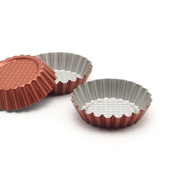6-piece non-stick carbon steel mini tart pans, reusable round egg tart mold / quiche pan, 4-inch diameter 
6-piece non-stick carbon steel mini tart pans, reusable round egg tart mold / quiche pan, 4-inch diameter