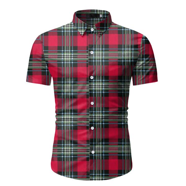 european new creative personalized men's casual trend short sleeve shirt single breasted check short sleeve shirt, White;black
european new creative personalized men's casual trend short sleeve shirt single breasted check short sleeve shirt, White;black