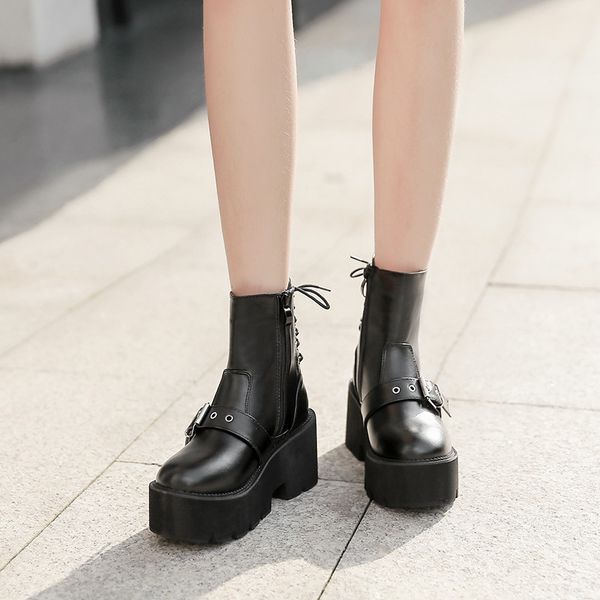 ymechic autumn spring 2020 new reach gothic punk platform buckle ankle boots for women cross tied black wedges shoes
ymechic autumn spring 2020 new reach gothic punk platform buckle ankle boots for women cross tied black wedges shoes