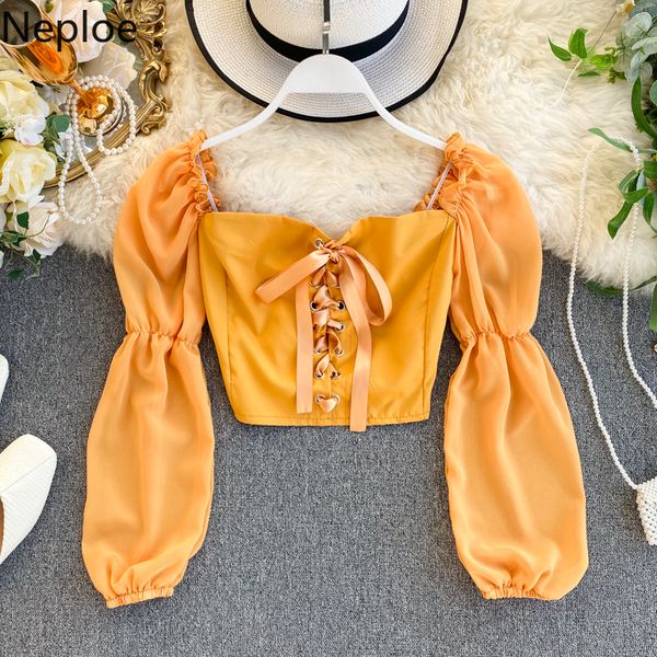 neploe women puff long sleeve blouse vintage square collar slim short shirt new 2019 bow bandage solid blusas 56415, White
neploe women puff long sleeve blouse vintage square collar slim short shirt new 2019 bow bandage solid blusas 56415, White