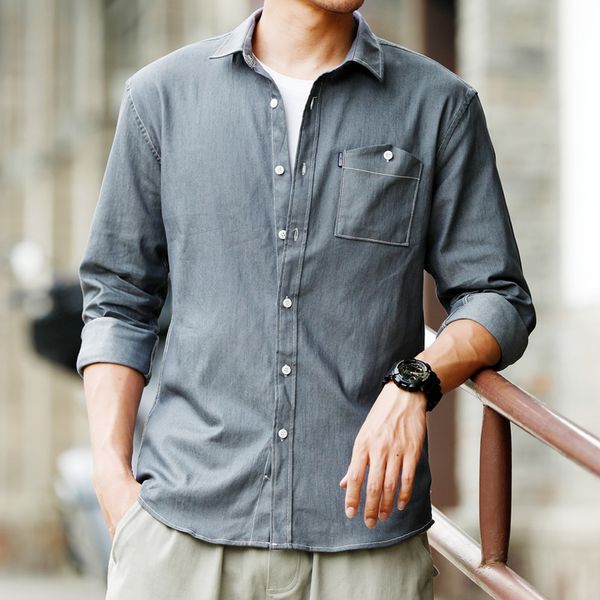 cotton denim shirt men's slim fashion long-sleeved shirt solid color casual man streetwear wild dress male -4xl, White;black
cotton denim shirt men's slim fashion long-sleeved shirt solid color casual man streetwear wild dress male -4xl, White;black