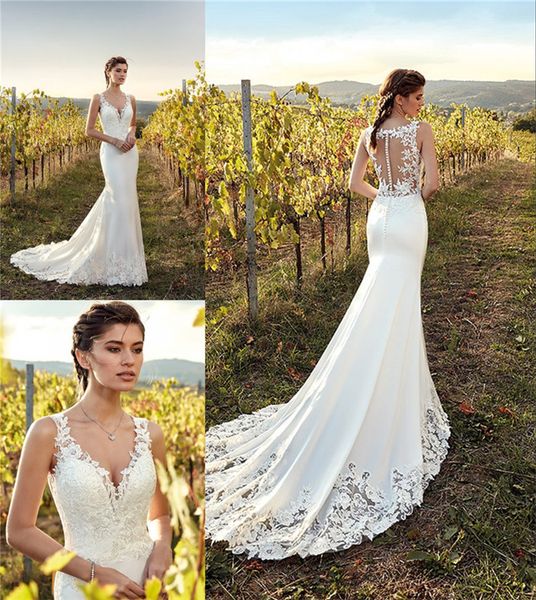 new white appliqued mermaid wedding dress 2019 sleeveless sheer back bridal gown sweep train plus size custom made
new white appliqued mermaid wedding dress 2019 sleeveless sheer back bridal gown sweep train plus size custom made