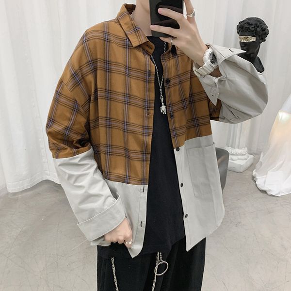 long sleeve shirts for men casual spring vintage clothes plaid mens shirt fashion streetwear clothing students big size, White;black
long sleeve shirts for men casual spring vintage clothes plaid mens shirt fashion streetwear clothing students big size, White;black