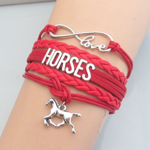 fashion infinity love horse bracelet horses gifts charm handmade leather bracelet red horses gift, Golden;silver
fashion infinity love horse bracelet horses gifts charm handmade leather bracelet red horses gift, Golden;silver