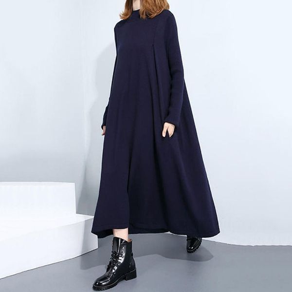 large size loose high collar side seam pocket dress fashion loose version, Black;gray
large size loose high collar side seam pocket dress fashion loose version, Black;gray