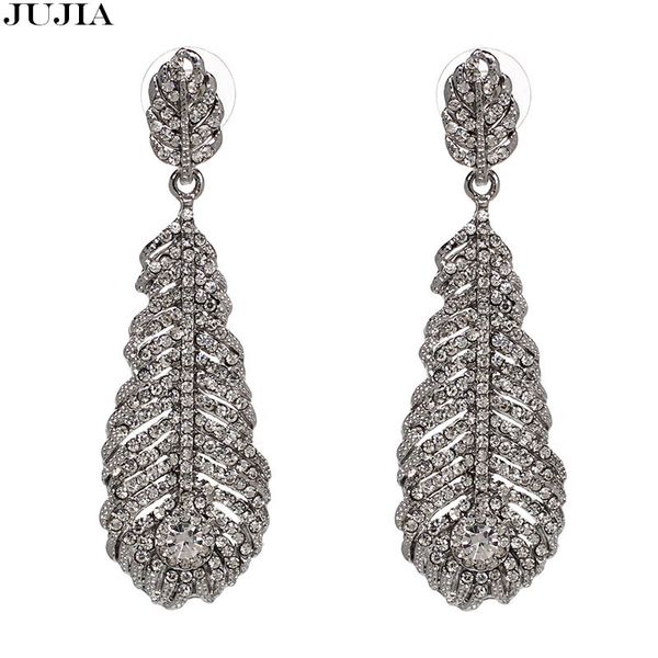 2020 new party bib earrings leaves crystal dangle long feather shape fashion earring for women wholesale, Golden
2020 new party bib earrings leaves crystal dangle long feather shape fashion earring for women wholesale, Golden