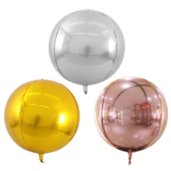 20pcs 22inch Gold Silver 4d Round Foil Balloons Helium Inflatable Ballons Wedding Baby Birthday Party Globos Toys Decoration