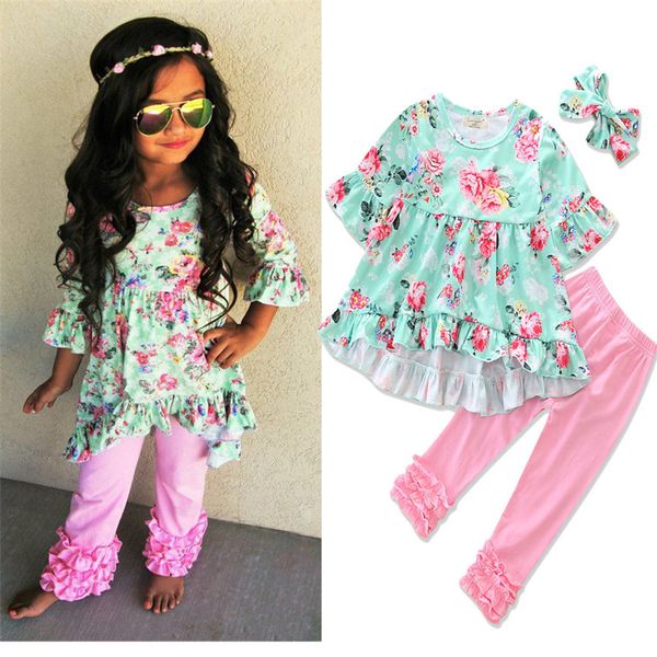2018 Girls Childrens Clothing Sets Floral Ruffled Tops Pink Lace Pants 2Pcs Fashion Girl Kids Apparel Boutique Enfant Clothes Suits
2018 Girls Childrens Clothing Sets Floral Ruffled Tops Pink Lace Pants 2Pcs Fashion Girl Kids Apparel Boutique Enfant Clothes Suits