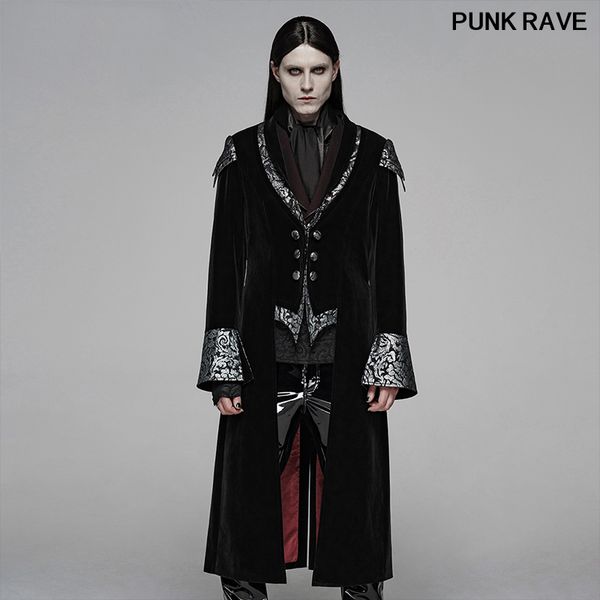gothic evening party club long dress jacket classic black twill weft velvet jacquard stitching men trench coat punk rave y-1089
gothic evening party club long dress jacket classic black twill weft velvet jacquard stitching men trench coat punk rave y-1089