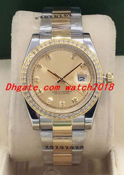 luxury watch 3 style two tone 36mm mens steel yellow gold diamond dial bezel watch 116243 automatic fashion men's watches wristwatch, Slivery;brown
luxury watch 3 style two tone 36mm mens steel yellow gold diamond dial bezel watch 116243 automatic fashion men's watches wristwatch, Slivery;brown