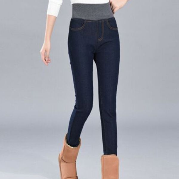women winter thick thermals warm fleece nap jeans high waist trousers slim pants outdoor ll@17, Blue
women winter thick thermals warm fleece nap jeans high waist trousers slim pants outdoor ll@17, Blue