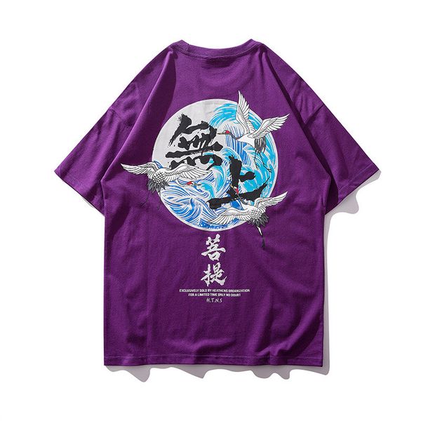 men's summer trend short sleeved t-shirts europe and america hip-hop loose bodhi printing couple o-neck fashion men t shirt top, White;black