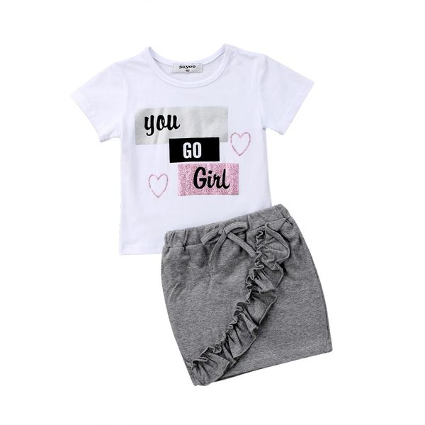 2019 brand new toddler kids baby girls short sleeves t-shirt ruffles skirts you go outfits clothes summer set, White
2019 brand new toddler kids baby girls short sleeves t-shirt ruffles skirts you go outfits clothes summer set, White