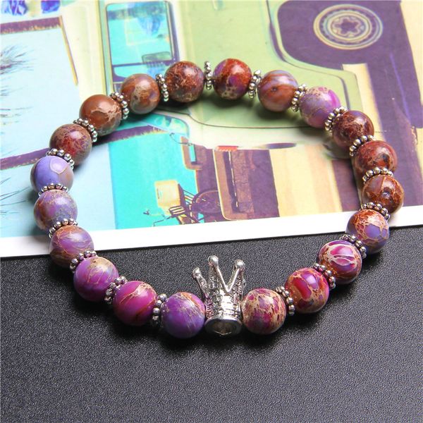 real natural stone bracelets round beaded metal crown bracelets for women girls classic charm colourful jewelry pulseira gifts, Black
real natural stone bracelets round beaded metal crown bracelets for women girls classic charm colourful jewelry pulseira gifts, Black