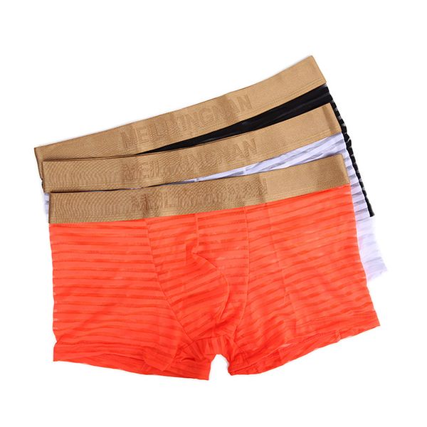 2020 new arrival men's stripe underwear fashion mesh transparent breathable underwears mens fit not tight comfortable underpants 5 colo, Black;white 
2020 new arrival men's stripe underwear fashion mesh transparent breathable underwears mens fit not tight comfortable underpants 5 colo, Black;white