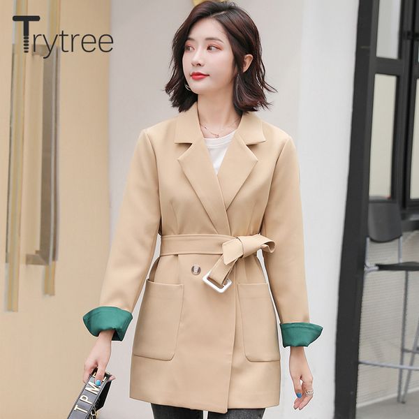 trytree 2019 autumn winter women casual turn-down collar button solid split green cuff belt pockets office lady suit coat, Black;brown
trytree 2019 autumn winter women casual turn-down collar button solid split green cuff belt pockets office lady suit coat, Black;brown