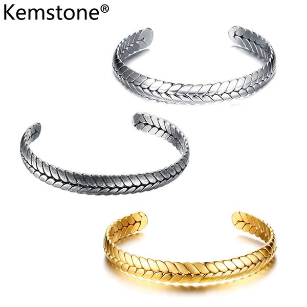kemstone 8mm stainless steel vintage grey gold silver plated wheat ear bracelet female jewelry for women, Black 
kemstone 8mm stainless steel vintage grey gold silver plated wheat ear bracelet female jewelry for women, Black