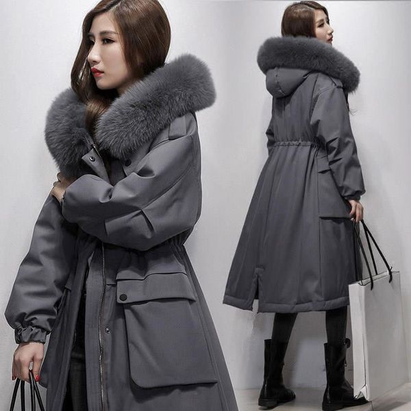 hooded cotton-padded gray fur long warm coat long sleeve loose fit women parkas fashion autumn winter 2019, Black
hooded cotton-padded gray fur long warm coat long sleeve loose fit women parkas fashion autumn winter 2019, Black