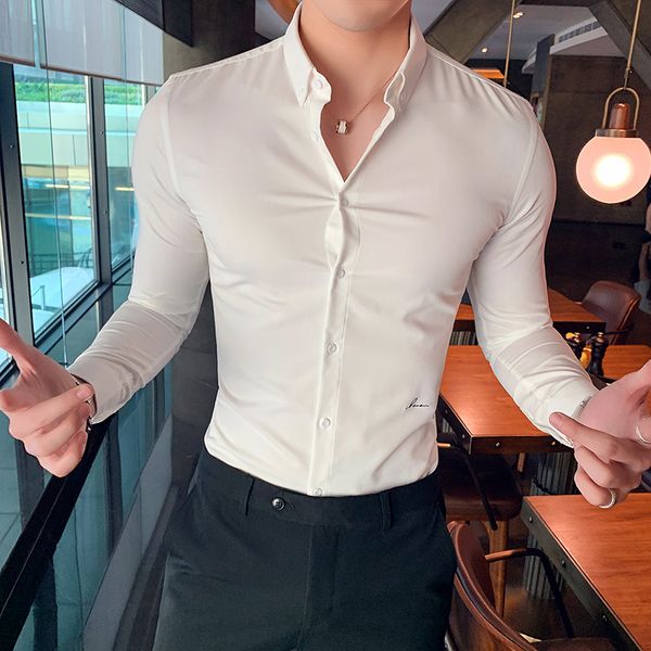camisa masculina autumn winter shirts men dress long sleeve white shirt men slim fit business formal wear blouses, White;black
camisa masculina autumn winter shirts men dress long sleeve white shirt men slim fit business formal wear blouses, White;black