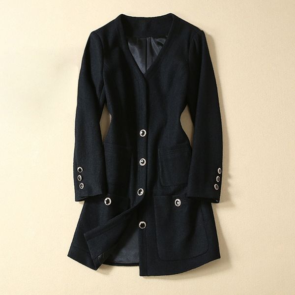 red roosarosee designer autumn winter women v-neck woolen trench coat high end wrist sleeve noble black overcoat outwear, Tan;black
red roosarosee designer autumn winter women v-neck woolen trench coat high end wrist sleeve noble black overcoat outwear, Tan;black