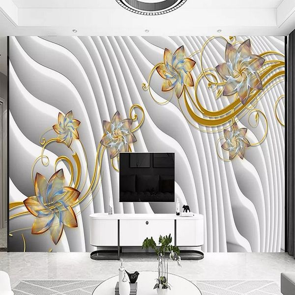 custom large mural 3d wallpaper stylish modern luxury creative golden abstract lotus line space tv wall decor 5d embossed
custom large mural 3d wallpaper stylish modern luxury creative golden abstract lotus line space tv wall decor 5d embossed