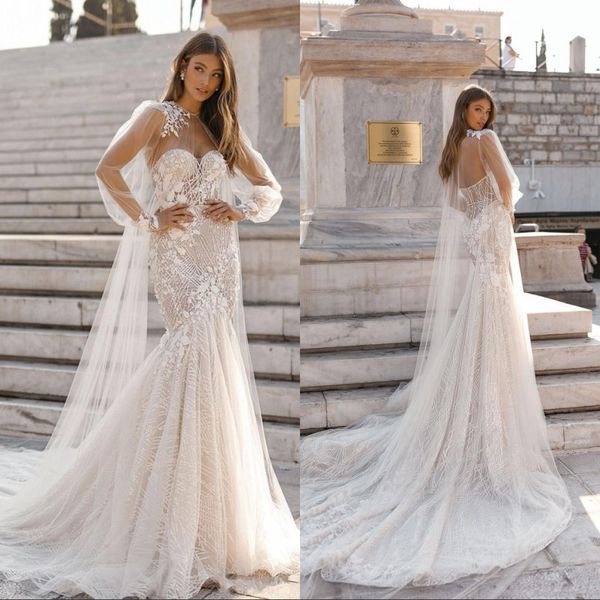 sequins mermaid wedding dresses with cape sweetheart neck lace appliques sweep train bridal gowns beach robe de marie, White
sequins mermaid wedding dresses with cape sweetheart neck lace appliques sweep train bridal gowns beach robe de marie, White