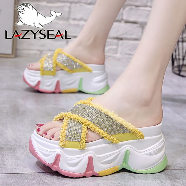 lazyseal 8cm chunky wedge heels platform women sandals crystals summer beach woman slippers thick sole mujer footwear slides, Black
lazyseal 8cm chunky wedge heels platform women sandals crystals summer beach woman slippers thick sole mujer footwear slides, Black