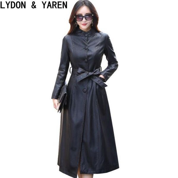spring autumn fashion women leather trench coat ladies leather jackets long single-breasted female outwear color block office coats, Black
spring autumn fashion women leather trench coat ladies leather jackets long single-breasted female outwear color block office coats, Black