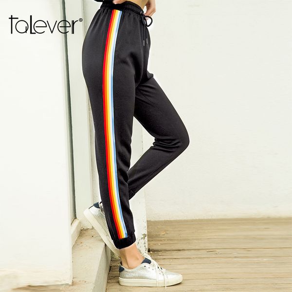 women winter spring pants female casual high elastic waist black full length trousers with stripes women plus size pants talever, Black;white
women winter spring pants female casual high elastic waist black full length trousers with stripes women plus size pants talever, Black;white