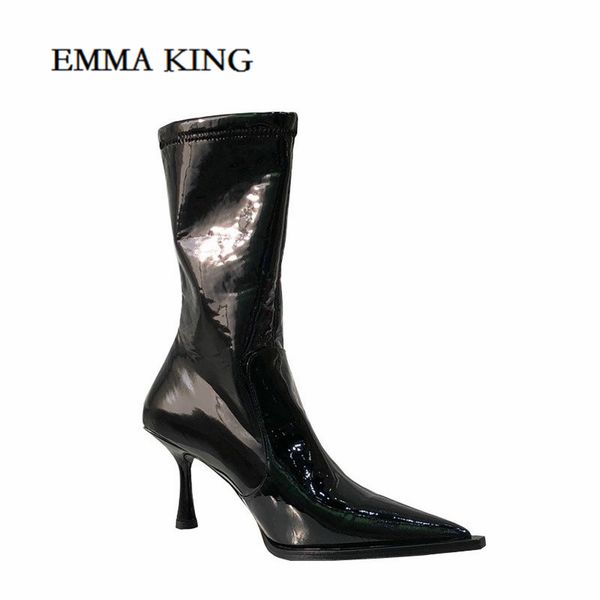 autumn winter woman stiletto heels patent leather ankle boots woman party pointed toe side zipper short riding boots, Black
autumn winter woman stiletto heels patent leather ankle boots woman party pointed toe side zipper short riding boots, Black