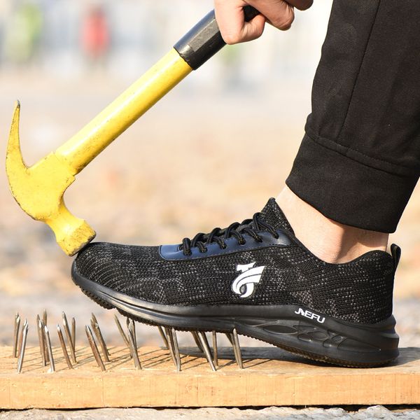 men's steel toe work safety boots shoes breathable anti-smashing anti-puncture non-slip construction casual protective shoes, Black
men's steel toe work safety boots shoes breathable anti-smashing anti-puncture non-slip construction casual protective shoes, Black