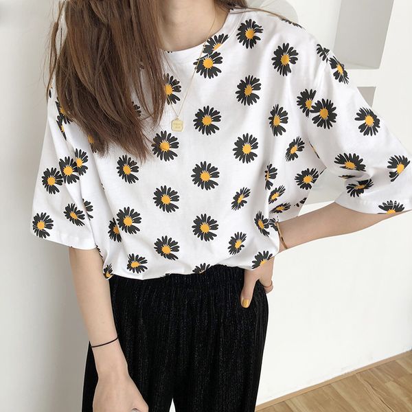 summer women flower printed t-shirt casual cotton shirts for women wild loose short-sleeved ladies tees femme, White
summer women flower printed t-shirt casual cotton shirts for women wild loose short-sleeved ladies tees femme, White