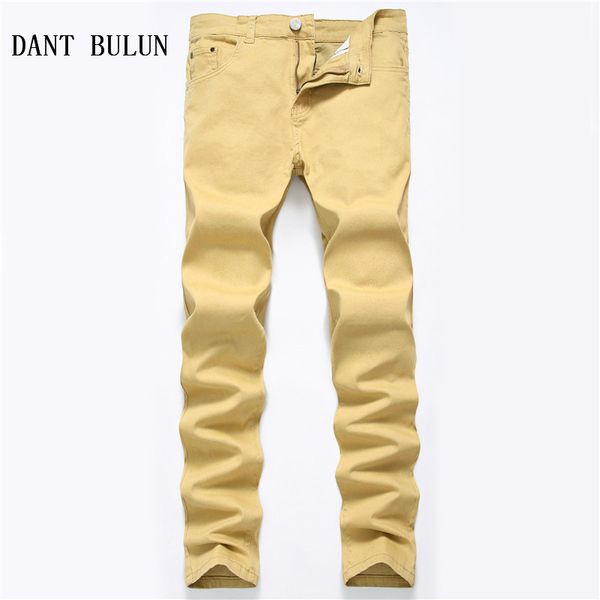 

dant bulun solid color jeans men runway biker loose straight jane hip-hop jeans head elastic men hi-street denim pants, Blue