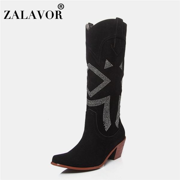 zalavor mid-calf women boots for style thick heel shoes women bling crystal slip-on office work footwear size 34-46, Black
zalavor mid-calf women boots for style thick heel shoes women bling crystal slip-on office work footwear size 34-46, Black
