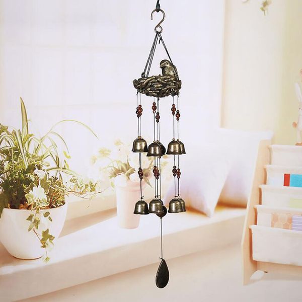 wind chimes with bird mother and baby birds hanging decoration outdoor garden and home decor