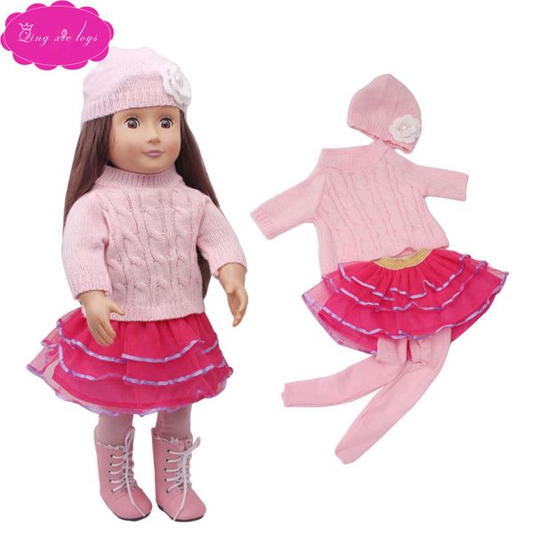hat + sweater + pink leggings + short skirt sweet four-piece set of 18-inch american doll clothes that little girl likes to play with
hat + sweater + pink leggings + short skirt sweet four-piece set of 18-inch american doll clothes that little girl likes to play with