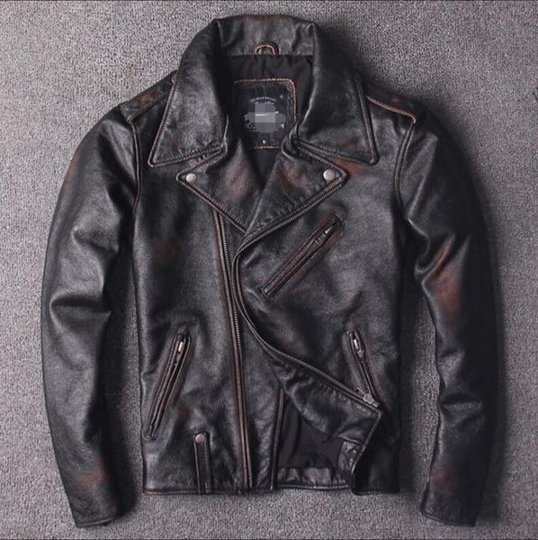 fashionable men's american style hand-painted leather biker coat genuine leather lapel loose motorcycle jacket. s-4xl, Black
fashionable men's american style hand-painted leather biker coat genuine leather lapel loose motorcycle jacket. s-4xl, Black