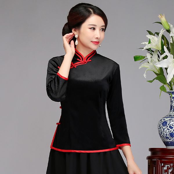 women shirt traditional chinese vintage button satin black blouse novelty 3/4 sleeve clothes mandarin collar qipao big size, White
women shirt traditional chinese vintage button satin black blouse novelty 3/4 sleeve clothes mandarin collar qipao big size, White