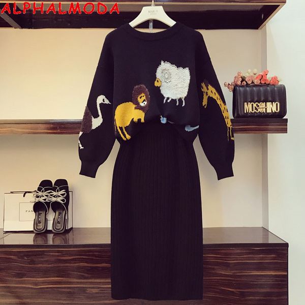 alphalmoda jacquard loose knitted sweater + knee length skirt women 2pcs fashion suit 3d embroidery animal pattern set, White
alphalmoda jacquard loose knitted sweater + knee length skirt women 2pcs fashion suit 3d embroidery animal pattern set, White