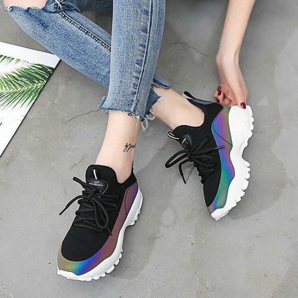 tleni brand new fashion spring women reflective shoes casual 5cm thick sole girl shoes lady mash lace up colorful zx-91, Black
tleni brand new fashion spring women reflective shoes casual 5cm thick sole girl shoes lady mash lace up colorful zx-91, Black