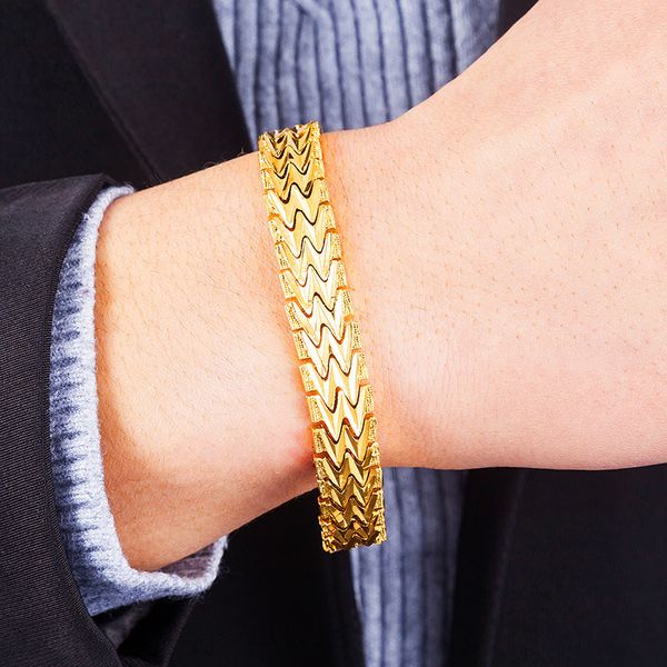 20cm geometric 24k gold fashion elegant men bracelets jewelry party anniversary gift, Black
20cm geometric 24k gold fashion elegant men bracelets jewelry party anniversary gift, Black