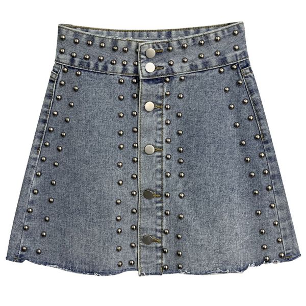high waist single breasted denim skir summer loose plus size mini skirt fashion rivet washed ripped jeans short skirts female, Black
high waist single breasted denim skir summer loose plus size mini skirt fashion rivet washed ripped jeans short skirts female, Black